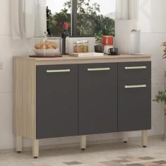 Imagem de Balcão De Cozinha 3 Portas E 1 Gaveta Dama Avena Touch-grafito