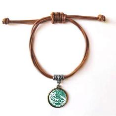 Imagem de DIYthinker Pulseira de couro com emblema nacional do México Pulseira marrom Joia presente