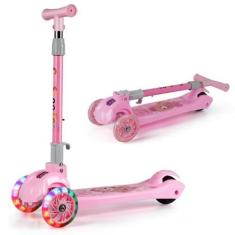 Imagem de Patinete Infantil Roda De Led Altura Ajustável Azul Ou Rosa - Uniduni