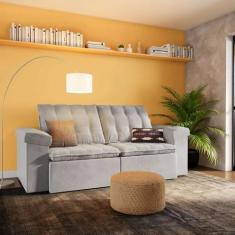 Imagem de Sofá 3 Lugares Retrátil e Reclinável Bonito Veludo Cinza 250 cm - Mobl