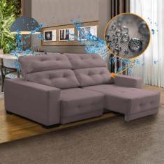 Imagem de Sofá Retrátil Rosa Impermeável Compact 210 Cm Reclinável Espuma D26 Su