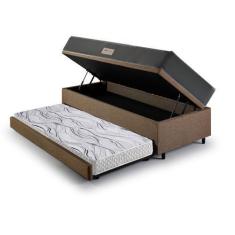 Imagem de Bicama Box Baú Solteiro Com Colchão Dual Firm Ecoflex Linho Marrom 88X