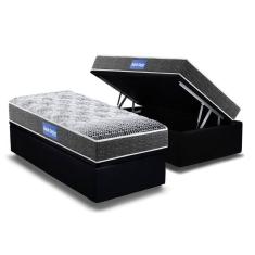 Imagem de Cama Box Baú Solteiro: Colchão Molas Ensacadas Probel D23 Guarda Costas Super Resistente + Base CRC Suede Black (88x188)