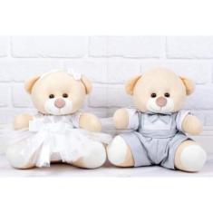 Imagem de Pelucia de Casal Ursos Tedde Pajem Cinza, Daminha Branca 15 cm (Pajem Cinza, Daminha Branca, padrão)
