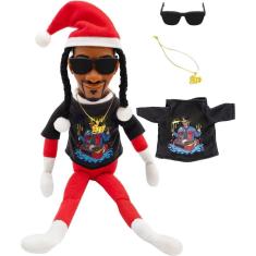 Imagem de Snoop Stoop de pelúcia de Natal 2025 com prateleira, boneca elfa e acessório