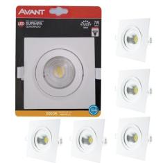 Imagem de Kit 6 Spot Led Embutir 7w Quadrado 3000k  Avant