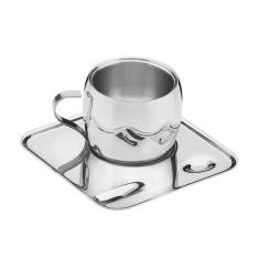 Imagem de Xicara E Pires Para Cafe Aco Inox 2 Pc Tramontina