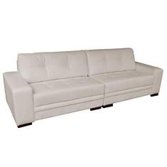 Imagem de Sofá 4 Lugares Bipartido Sala de Estar Milano 260cm Couro Off White - Gran Belo
