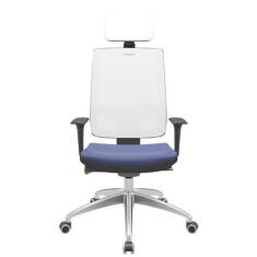 Imagem de Cadeira Office Brizza Tela Branca Com Encosto Assento Facto Dunas Azul