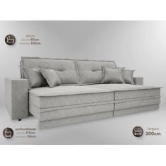 Imagem de Sofá Palermo 2,00M Retrátil E Reclinável Linho Soft Prata - Netsofas