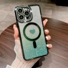 Imagem de Luxo glitter diamante bonito amor caso para iphone 15 14 11 12 13 pro max, verde, para iphone 13promax