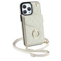 Imagem de Capa de telefone de couro com alça de pulso crossbody para iPhone 13 12 Mini 15 14 11 Pro XS Max XR X 7 8 Plus Carteira com capa de suporte de cartão, branca, para iPhone 13 Pro