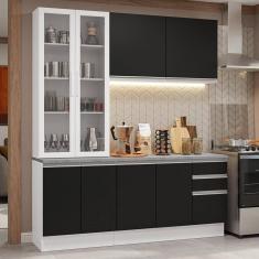 Imagem de Armário De Cozinha Completa 190cm Glamy Madesa Branco Preto