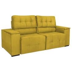 Imagem de Sofá Cama Retrátil Sala Vicenza Vicenza 210cm Suede Amarelo