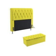 Imagem de Kit Cabeceira Estofada Para Cama Box Sirius 140 Para Cama de Casal e Calçadeira Sagitarius Sued  Aradecor