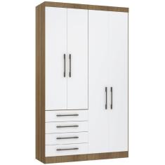 Imagem de Guarda Roupa Modulado 134,50cm 4 Portas E 4 Gavetas Paris Luciane Móveis Avelã Pf Com Branco Pf