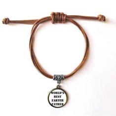 Imagem de DIYthinker Pulseira Mundoâ€s Best Father Festival Citação Pulseira Couro Corda Pulseira Marrom Joia Presente