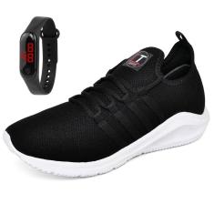 Imagem de Kit Tênis Feminino Esportivo Para Academia Caminhada Corrida Conforto Palmilha Gel + Relógio Led-Feminino