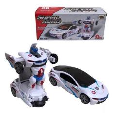 Imagem de Brinquedo Carrinho Transformers Vira Robô Luz Som Bate Volta- Branco