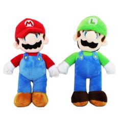 Imagem de Pacote de brinquedos de pelúcia Super Mario Bros Mario 20cm e Luigi 22cm
