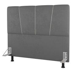 Imagem de Cabeceira Cama Box Casal Amber 140cm Estofada Sintético Cinza - Abmaza