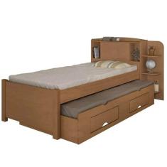 Imagem de Cama Solteiro Com Cama Auxiliar Box Com 2 Gavetas 100% MDF Milenio Cor Marrom