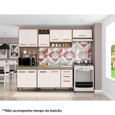 Imagem de Cozinha 4 Peças Ambiente Barcelona com Balcão de Pia Carvalho OAK Off White - Poliman