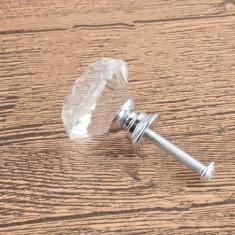 Imagem de 1/10 peças 20-40mm base dourada e prateada em forma de diamante puxadores de vidro cristalino armário puxa puxadores de gaveta puxadores de armário de cozinha, base de prata 30mm, 1 unidade