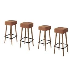 Imagem de Kit 4 Banquetas em Madeira 4 Pés Palito Dubai Amarula - Salaone