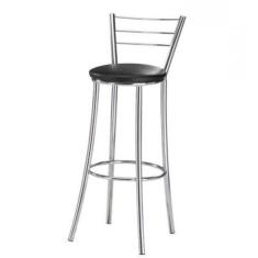 Imagem de Banqueta Alta Cozinha Balcão Bistro Grazi Cromada Corino Preto - Fabrica 1 Móveis