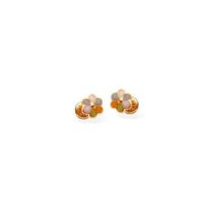 Imagem de Brinco Infantil Flor 7mm Com Resina Colorida Tarraxa Baby - Brilhante 