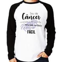 Imagem de Camiseta Raglan Sou De Câncer Manga Longa - Foca Na Moda