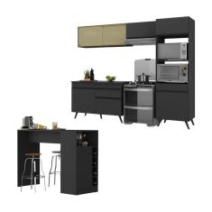 Imagem de Armário De Cozinha Modulado Com Bancada Americana Multimóveis Mp2209 Preto Preto