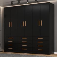 Imagem de Guarda-Roupa 6 Portas e 12 Gavetas New Mônaco Preto