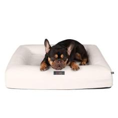 Imagem de NANDOG Pet Gear Cama de espuma viscoelástica para cães – Almofada ortopédica de pelúcia para dormir confortável, capa lavável – ideal para cães com dor nas articulações, artrite (marfim branco