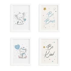 Imagem de Quadros Elefante  Para Quarto Moldura  22x32cm 4un