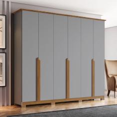 Imagem de Guarda Roupa Casal 6 Portas 6 Gavetas Andréas Henn Cinza Com Nature