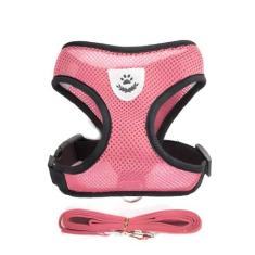 Imagem de Coleira Peitoral Para Pet Cães Gatos Filhote Refletivo Guia Peitoral para animais de estimação respirável ajustável com coleira, colete macio para gatos com design refletivo para caminhadas