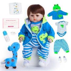 Imagem de Bebê Reborn Boneca Menino Realista Brastoy Corpo Silicone Pode Dar Ban