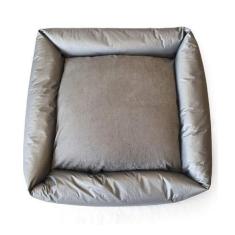 Imagem de Cama São Benedito Pet Quadrada Luxo Material Sintético Cinza Para Cães