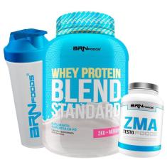 Imagem de Kit Whey Protein Blend Standard 2kg + ZMA Testo Foods 120 caps + Coq - BRN Foods - way/wey-Unissex