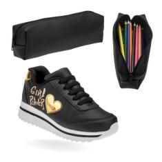 Imagem de Tênis Infantil Feminino Sapato Feminino Infantil Plataforma Alta E Est