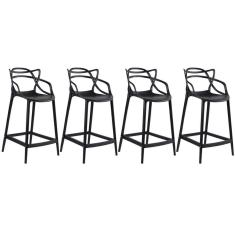 Imagem de Kit 4 Banquetas Médias Masters Allegra 66 Cm Preto Preto