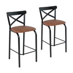 Imagem de CONJUNTO DE 2 BANQUETAS PARIS TUBO PRETO FOSCO - CIPLAFE