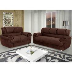 Imagem de Conjunto Sofá 2 e 3 Lugares 7025 Tecido Suede Aveludado Marrom