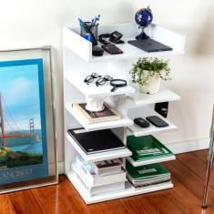 Imagem de Mesa De Apoio Decoração De Canto Branca Escritório Sala - Móveis C.