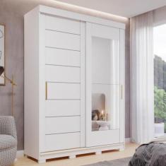 Imagem de Guarda Roupa Solteiro Com Espelho E Pés 2 Portas De Correr 3 Gavetas L