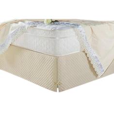 Imagem de Saia Box Solteiro Creme Matelassado Serve Para Cama Baú