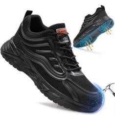Imagem de Dumsiyin Sapatos de bico de aço para homens e mulheres, sapatos de trabalho, tênis de bico de aço leve para homens, tênis industriais macios para construção, sapatos de segurança masculinos para