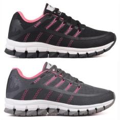 Imagem de Kit 2 Pares Tênis Feminino Academia Olymp Caminhada - Lyon, 35, Preto,